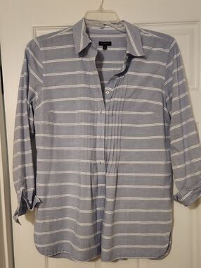 Talbots Light Blue and White Striped Button-Down Shirt